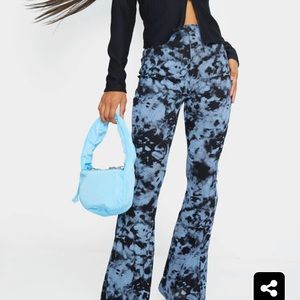 PrettyLittleThing Tie Dye Ribbed Flare Pants